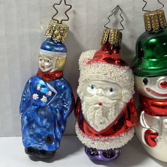 Lot Of 4 Old World Hand Blown Christmas Santa Snowman Soldier Ornaments … - Picture 4 of 13